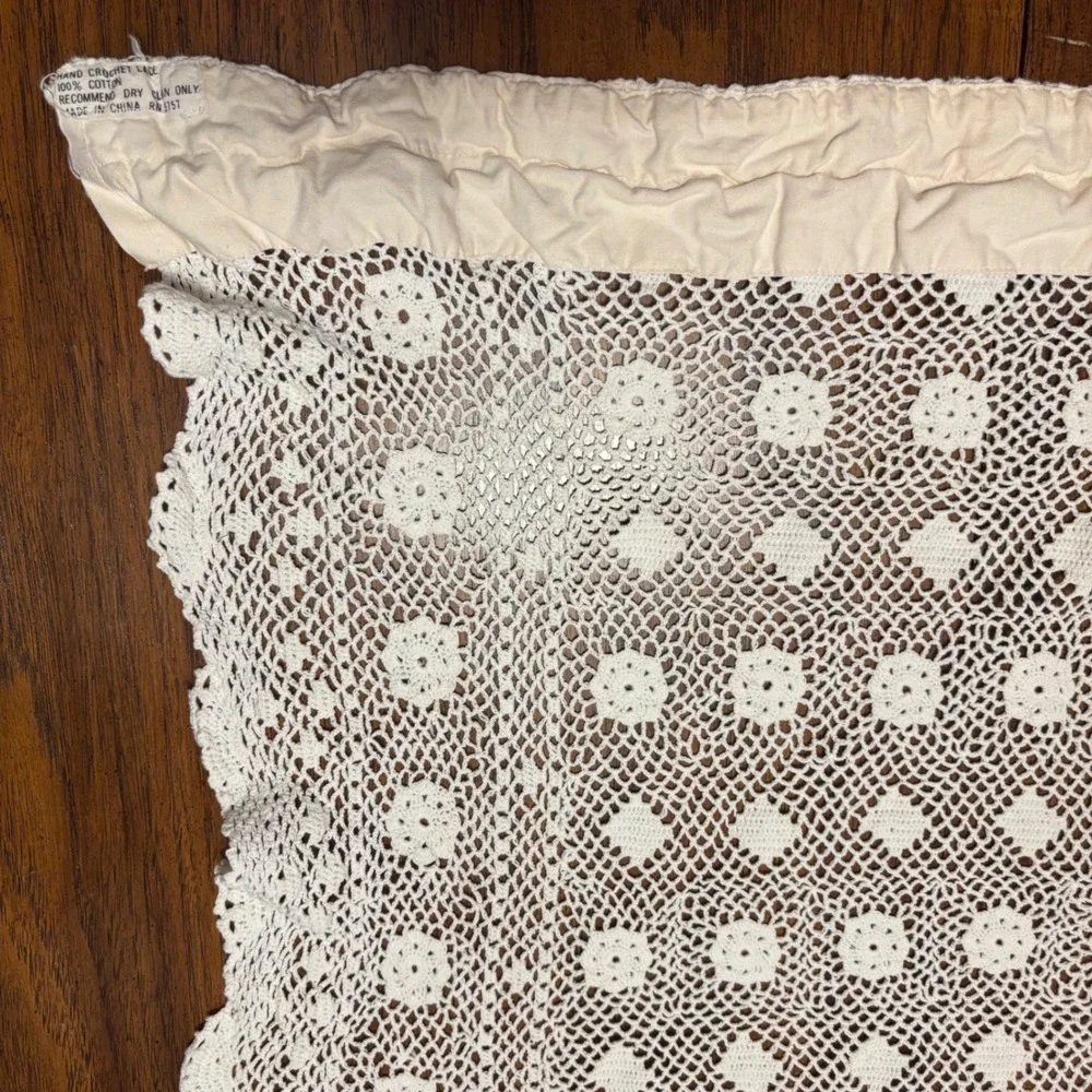 Hand-Crochet 100% Cotton Lace Window Curtain Panels (Pair of 2)